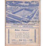 EVERTON V ARSENAL 1939 Programme for the League match at Everton 14/1/1939, small paper loss from