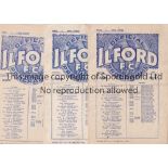 ILFORD FC Three programmes for home Friendlies in season 1948/9 v. Grays Ath., Oxford University