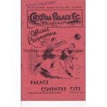 CRYSTAL PALACE V COVENTRY CITY 1936 Programme for the Southern Section Cup Semi-Final at Palace 11/