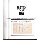 DES LYNAM Hardback book with dust jacket, Match of the Day with a dedicated autograph on lined paper
