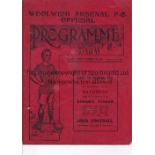 WOOLWICH ARSENAL / FIRST SEASON HIGHBURY Programme for the home League match v. Blackpool 28/2/1914,