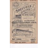 SHEFFIELD UNITED V STOKE CITY 1903 Programme for the League match in Sheffield 24/1/1903, slightly