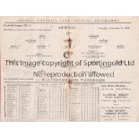 ARSENAL V WOLVERHAMPTON 1934 Programme for the League match at Arsenal 1/12/1934, horizontal fold.