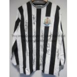 NEWCASTLE UNITED 1969 AUTOGRAPHS A new official Newcastle United Scoredraw replica black and white