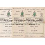 BRIGGS SPORTS Six home programmes in 1956/7 season v. Hendon AC slightly worn and slightly marked,