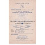 MANCHESTER UNITED Single sheet programme for the away Youth Cup tie v. Everton 8/12/1964. Very