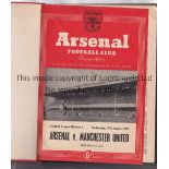 ARSENAL A hardback bound volume of home first team programmes for season 1952/3, red colour covers