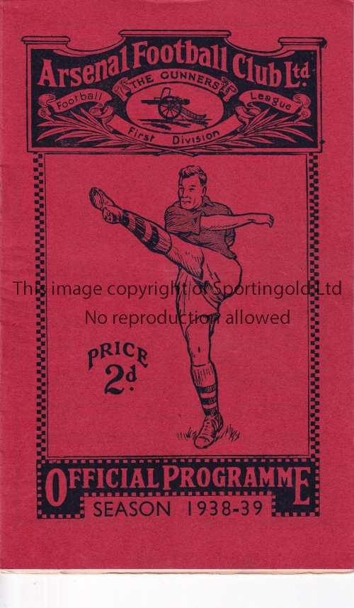 ARSENAL V BRENTFORD 1939 Programme with season ticket application form for the League match at