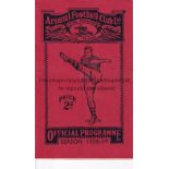 ARSENAL V BRENTFORD 1939 Programme with season ticket application form for the League match at