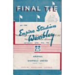 1936 FA CUP FINAL / ARSENAL V SHEFFIELD UNITED Programme with a slight vertical crease which has