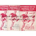 ROTHERHAM UNITED Twenty eight home programmes; v Aston Villa FAC 5th Round 14/2/53, v Oldham 6/3/
