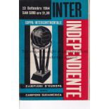 1964 INTERCONTINENTAL CUP Inter Milan v Independiente (2nd Leg) played 23/9/1964 at the San Siro,