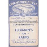 CHELMSFORD Home programme v Plymouth Argyle Reserves 31/8/1938. Southern League. First season as