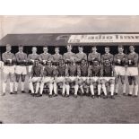 CARDIFF CITY Four original B/W team group photos: 8" X 6" August 1959 with press stamp, 8" X 6"