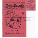 CRYSTAL PALACE V CHARLTON ATHLETIC 1935 Programme and Match Ball Section ticket for the League match