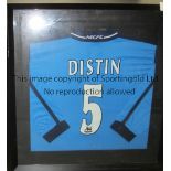SYVAIN DISTIN MANCHESTER CITY SHIRT A 32" X 31" framed and glazed, sky blue Manchester City shirt,