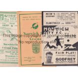 NORWICH CITY Eighteen home programmes including v Swindon and Brighton 48-49, v Arsenal FAC 3rd R