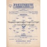 PORTSMOUTH V ARSENAL 1965 Single sheet programme for the F.A. Youth Cup tie at Portsmouth 17/2/1965,