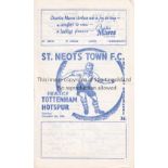 TOTTENHAM HOTSPUR Programme for the away Met. Lge. Cup match v. St. Neots Town 5/12/1964. Team