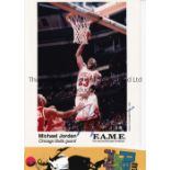 MICHAEL JORDAN AUTOGRAPHS Two 10" X 8" photographs, one colour and one black & white, each issued by