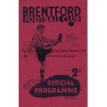 BRENTFORD V ARSENAL 1938 Programme for the League match at Brentford 8/9/1938, very slight