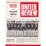 MANCHESTER UNITED Programme for the home Friendly v. Italian Youth 9/8/1972, folded in four. Fair to