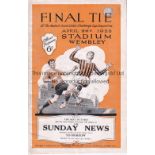 1926 FA CUP FINAL / BOLTON V MANCHESTER CITY Programme with a slightly creased back cover. Generally