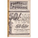 LIVERPOOL V HUDDERSFIELD TOWN / EVERTON RES. V SHEFF. WEDS. RES. 1926 Joint issue programme 20/3/