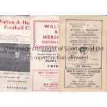 WALTON & HERSHAM FC Thirty four home programmes 1950's - 1980's inc. 54/5 v Hendon, 65/6 v Finchley,