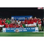 MANCHESTER UNITED 1998/9 Three colour 12" X 8" photos celebrating winning the League, celebrating