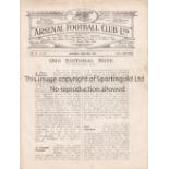 ARSENAL Programme for the home League match v. Sheffield United 28/4/1923, slightly creased.