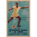 1950 FIFA WORLD CUP BRAZIL ''Final Round'' single card fixture programme produced for the ''Final