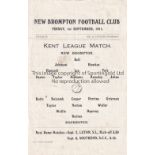NEW BROMPTON / GILLINGHAM 1911 Single sheet programme for New Brompton v Rochester 1/9/1911 in the