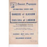 RANGERS / CHELSEA Programme Glasgow Rangers v Chelsea at the Delorimier Stadium , Montreal 16/5/