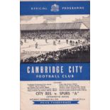 TOTTENHAM HOTSPUR Programme for the away Met. Lge. match v. Cambridge City Reserves 23/11/1963.