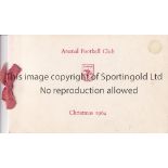 ARSENAL Official Arsenal 1964 Christmas card with red ribbon signed by Ian Ure. Fair to generally