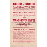 MANCHESTER UNITED Programme for the away Friendly v. A.S. Ostende 3/8/1974 numbers written inside.
