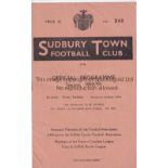 SUDBURY TOWN V PEGASUS 1959 Programme for the Invitation Cup tie at Sudbury 28/2/1959. Good