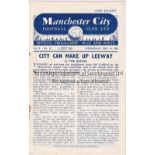 MAN CITY Four page home programme v Manchester United Manchester Senior Cup Semi Final 16/12/1953.