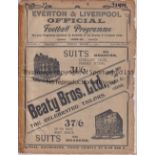 WOOLWICH ARSENAL Away programme v Everton 7/3/1910. Tape at spine. Frayed edges with minor paper