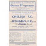 CHELSEA Programme for the home Friendly v. Moscow Dynamo 13/11/1945, horizontal fold and team