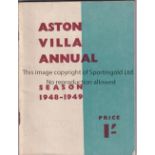 ATON VILLA Handbook for 1948/9 season. Good