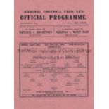 ARSENAL Single sheet home programme in the FL South for season 1945/6 v. Wolves 29/12/1945,