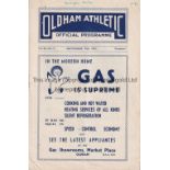 OLDHAM ATH. V ACCRINGTON STANLEY 1945 Programme for the League match at Oldham 22/9/1945 with