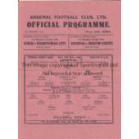 ARSENAL Single sheet home programme v. Swansea Town FL South 6/10/1945, slightly creased, team