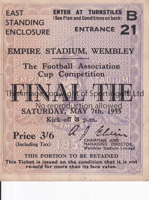 1955 FA CUP FINAL / NEWCASTLE UNITED V MANCHESTER CITY Ticket for Turnstile C. Generally good