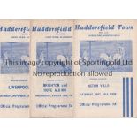 HUDDERSFIELD TOWN Three home programmes from 1959/60 each with a newspaper match report and League