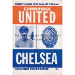 CHELSEA Programme for the away Friendly v. Non-League Cambridge United 1/5/1970 in the final