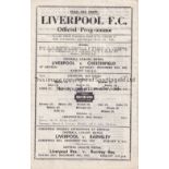 LIVERPOOL Single sheet home programme v. Chesterfield FL North 22/12/1945, very slightly creased.