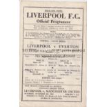 LIVERPOOL Single sheet home programme v Everton 28/10/1944 FL North. Good